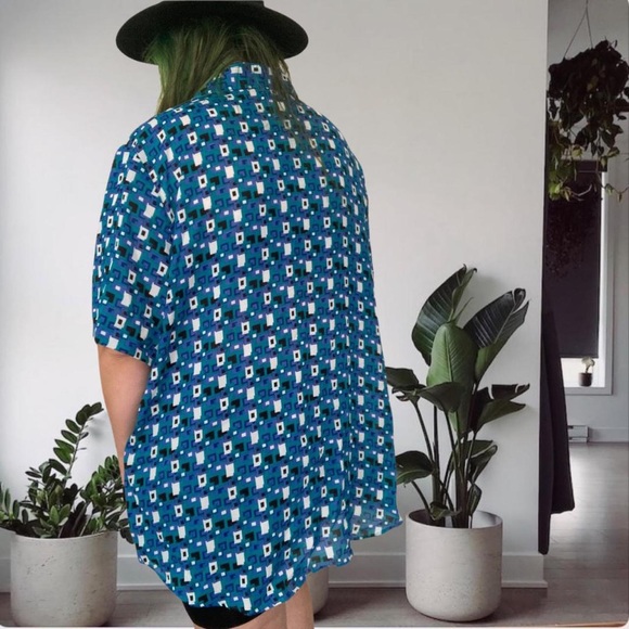 Vintage Funky Blues Plus Button Up Lightweight Unisex 2X - Picture 4 of 9